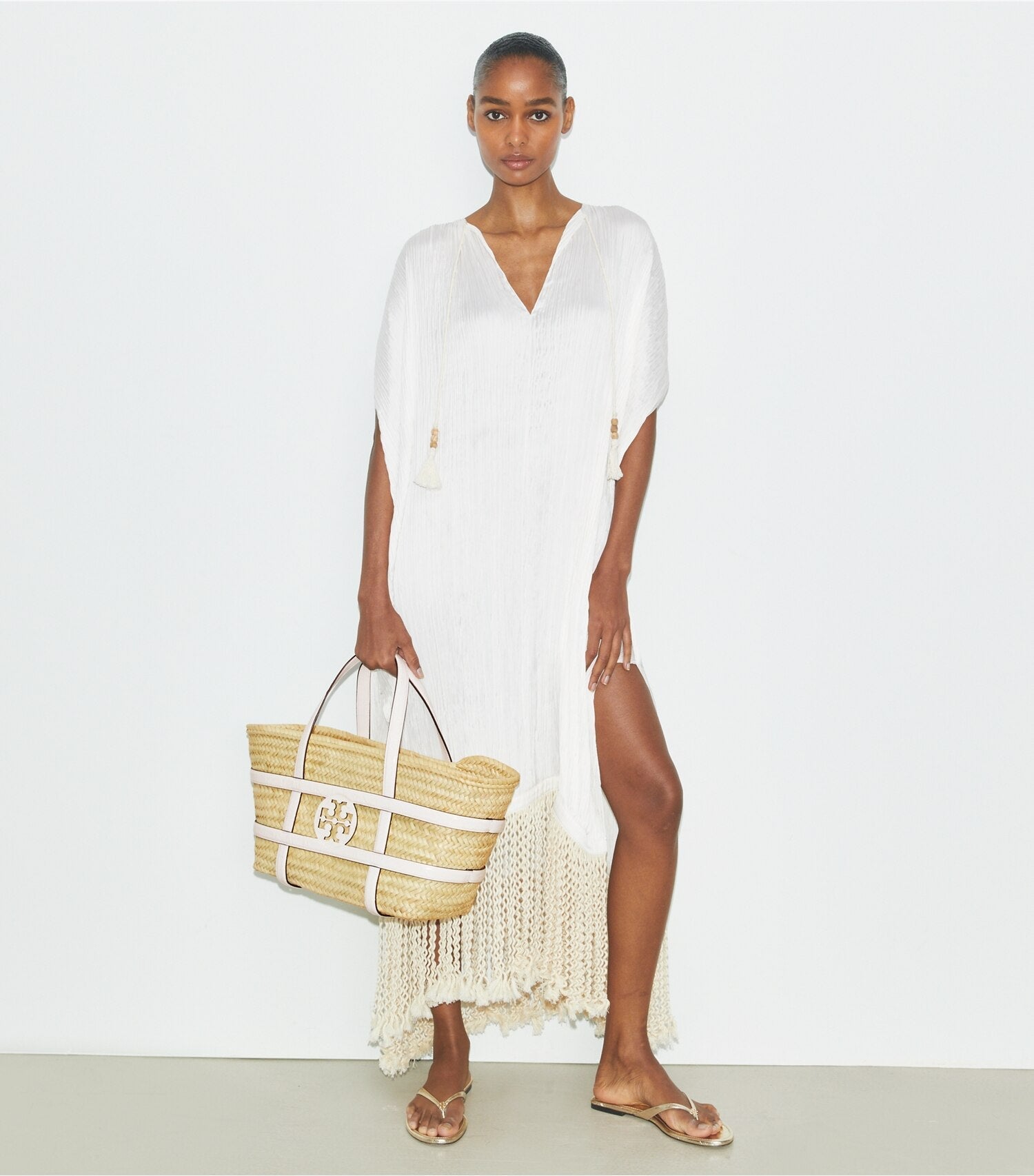 Ella Croc-Embossed Straw Basket