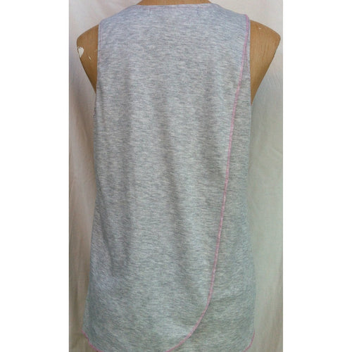 (L1) Ladies SINGLET - MARLE GREY with Pink Trim